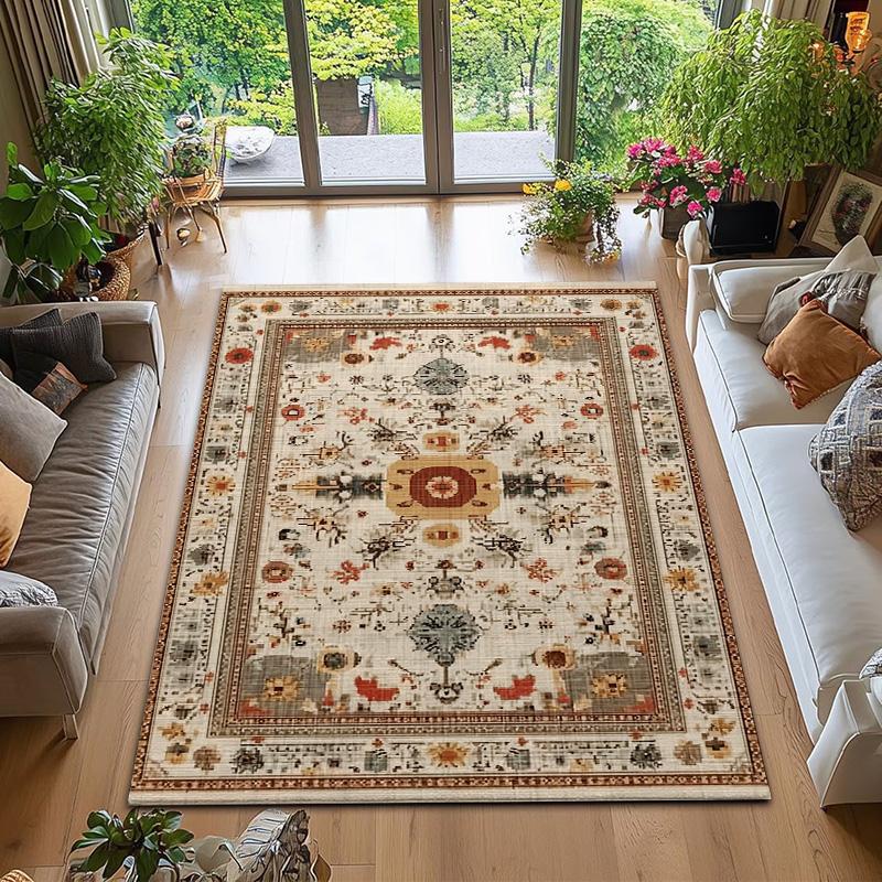 RAKKS Bohemian Mandala Velvet Large Area Rugs,Stain Resistant Anti Slip Backing Rugs for Living Room,Bedroom, Vintage Home Decor