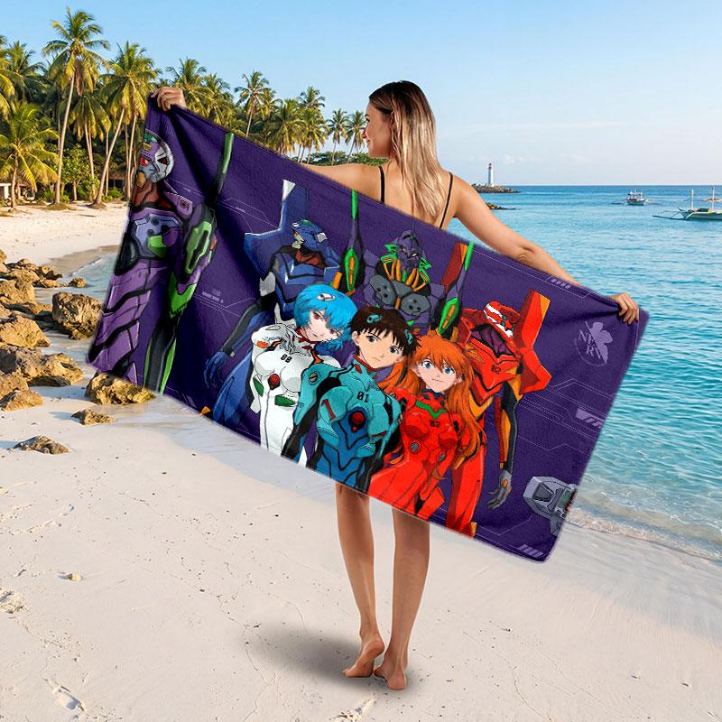 Large Beach TowelNeon Genesis Evangelion Soft Absorbent Towel Beach Bath Home Use