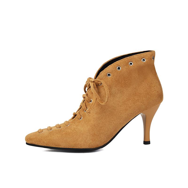 Women's High-heeled Short Boots Autumn and Winter New Thick-heeled Large-size Splicing Casual Versatile Short Boots