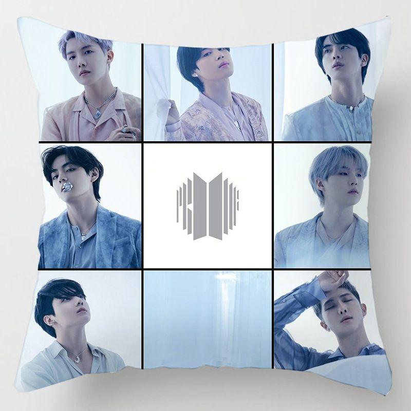 Kpop 18in Bts Bangtan Boys Cushion Cover Decorative Soft Pillow Case Peach Skin