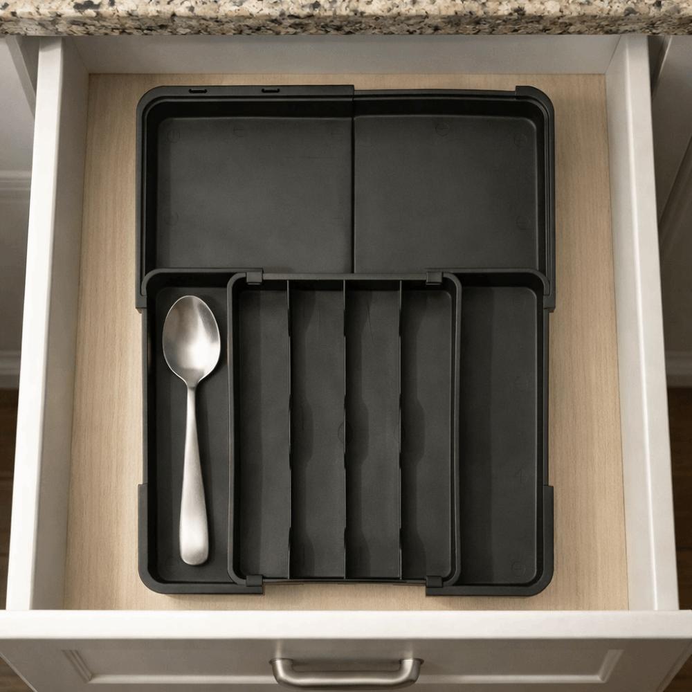 6 Grids Extendable Cutlery Storage Box Adjustable Cutlery Separation Trays Countertop