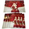 Merry Christmas Santa Claus Print Placemat 2/4/6pcs Kitchen Accessories Coffee Dining Table Mat Coaster Festival Tableware Pads