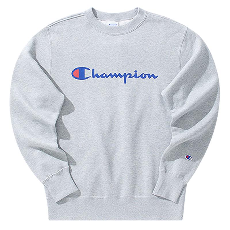 Champion Men's Script Logo Fleece Lined Round Neck Sweatshirt