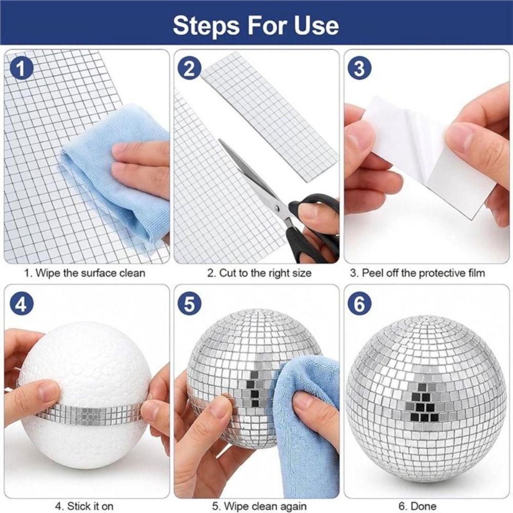 Silver Color Mosaic Mirror Tiles Reflective Surface DIY Mirror Mosaic Sheets Disco Ball Decoration