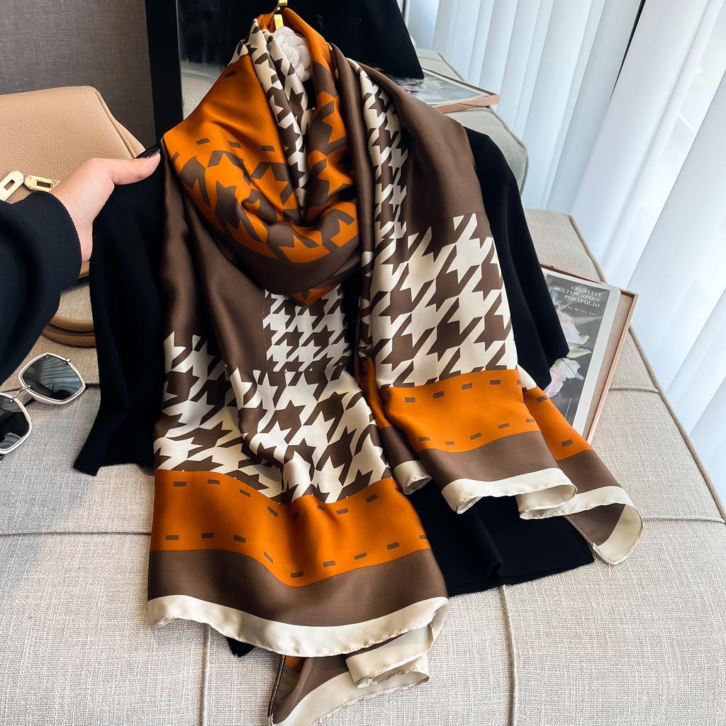 Eșarfă de primăvară pentru femei, design de lux, eșarfă de mătase netedă, eșarfă moale musulmană cu bandă de susținere, șal de plajă 90x180cm