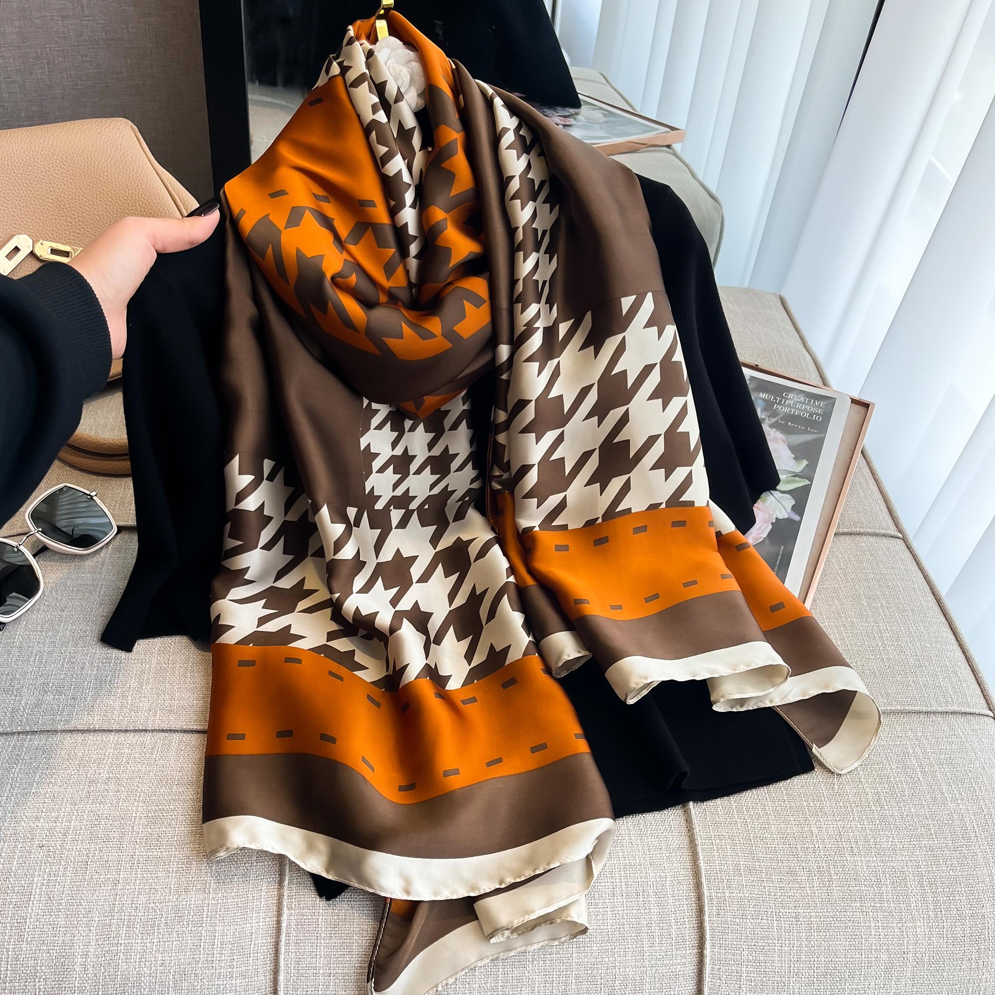 

Весенний шарф женский роскошный дизайнерский шарф шелковый гладкий шарф мягкий мусульманский платок на голову шаль пляж 90x180 см