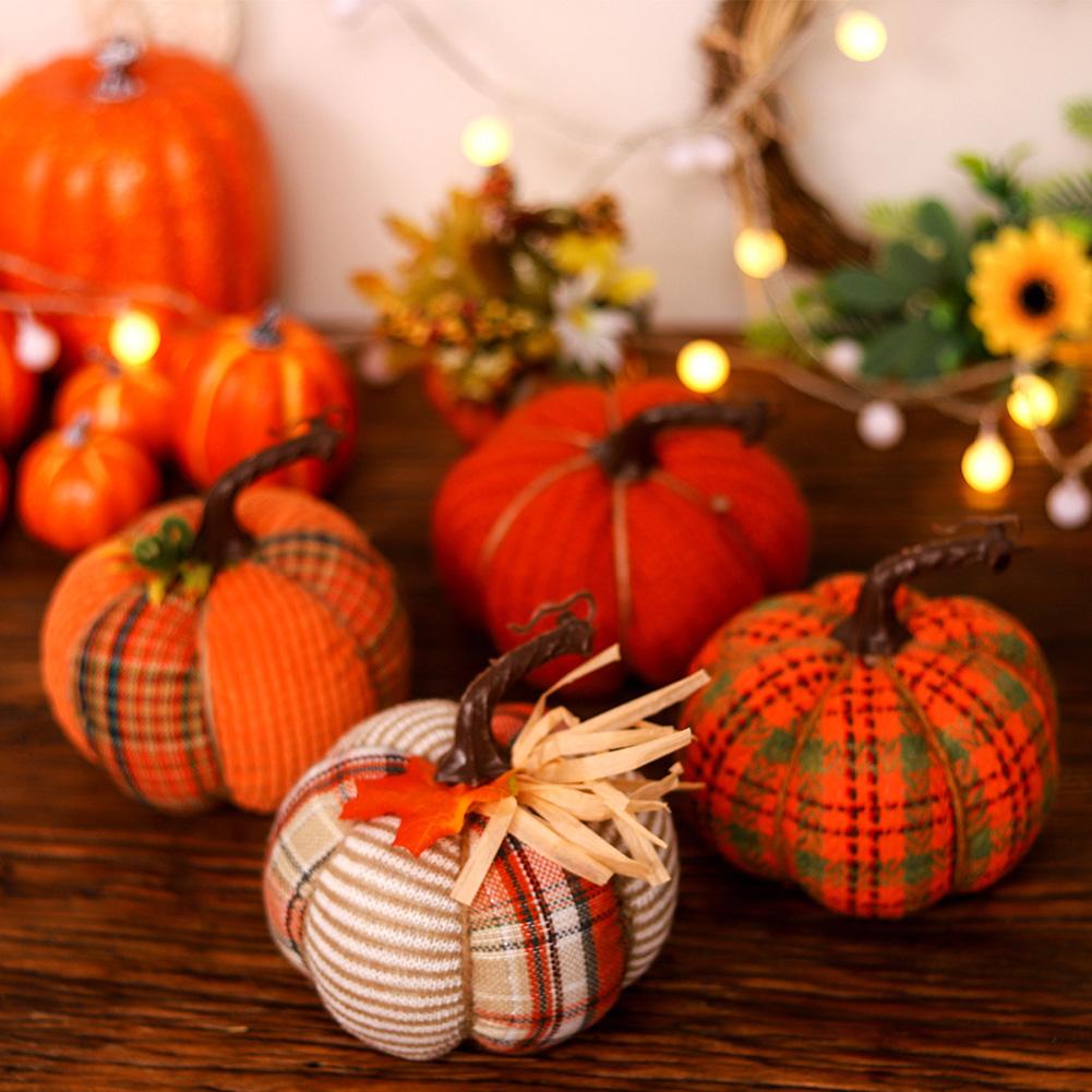 

Faux Fall Decorative Crochet Pumpkins For Rustic Farmhouse Thanksgiving Harvest Halloween Table Centerpiece Mantel Kitchen Decor A