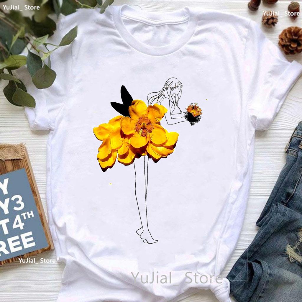 Rainbow Ballet Dancer Print T Shirt Girls Gymnast Lover Tshirt Unisex Watercolor Flowers Tshirt Femme Summer Short Sleeve Tops