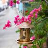 Bird Feeder with Rainproof Roof Metal Feeder Large Capacity Grain Storage Bin And Tray Feeder for Outdoor Garden Patio