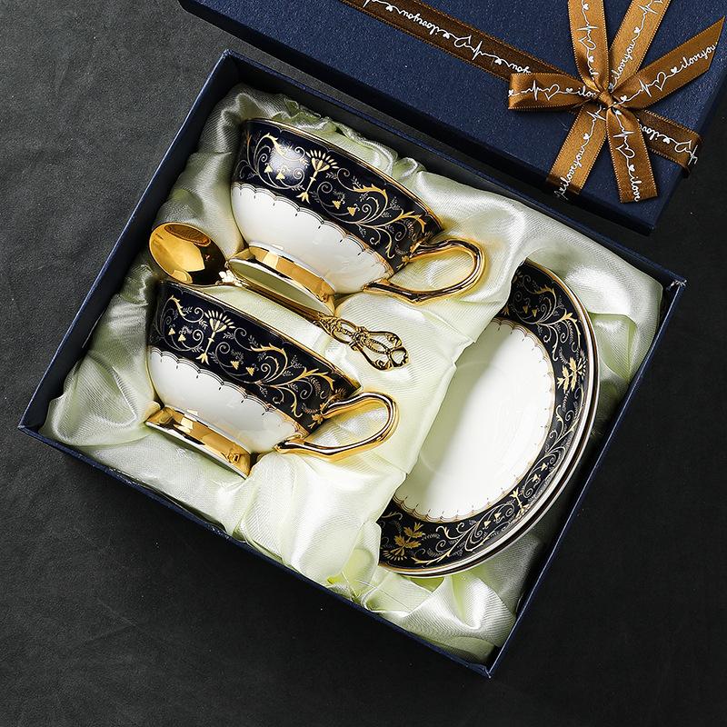 Vintage Bone Porcelain European Coffee Cup Set Exquisite Ceramic Gift Dish Afternoon Tea and Coffeware Sets