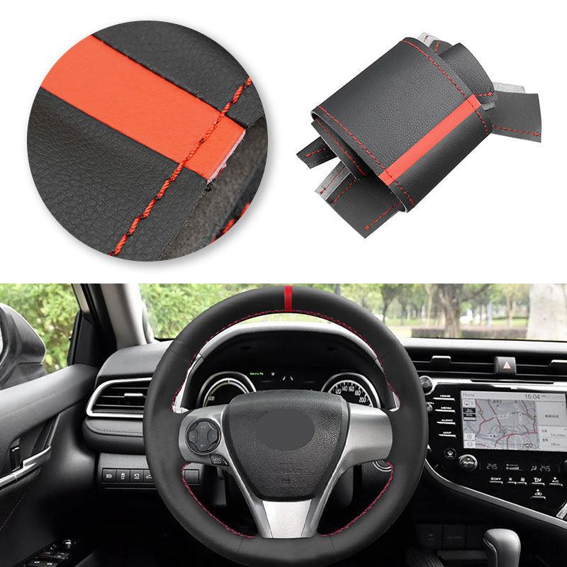 

Red line with red strip For Toyota Venza Camry (US) 2013 2014 2015 2016 Car Accessories Steering Wheel Cover Trim Hand Braid