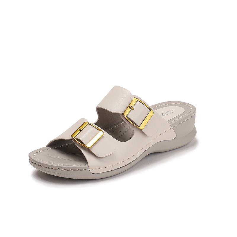 Thick-soled Heightening Slippers for Women's Summer Wear, New Breathable Lazy People Pedal Beach Sandals