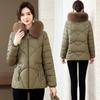 2025 New Winter Korean Version Slim Slim Large Fur Collar Padded Jacket Women's Mid-length Cotton Jacket Slim Fashion Cotton Clothes