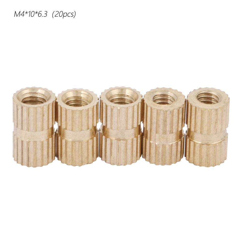 M4 Brass Cylinder Knurled Round Molded in Insert Embedded Nuts (M4*4*6.3; 30pcs)