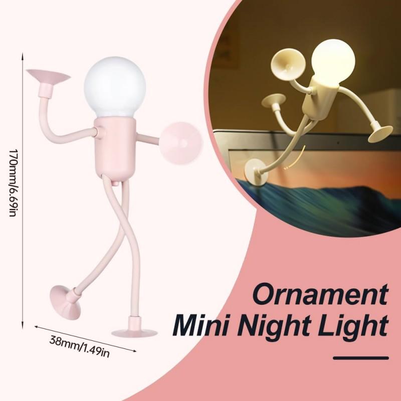Changeable Shape Funny Sportsman Night Light Versatile Mini Lamp Button Battery Desk LampLed Small Night Light Decoration Vacuum Adsorption