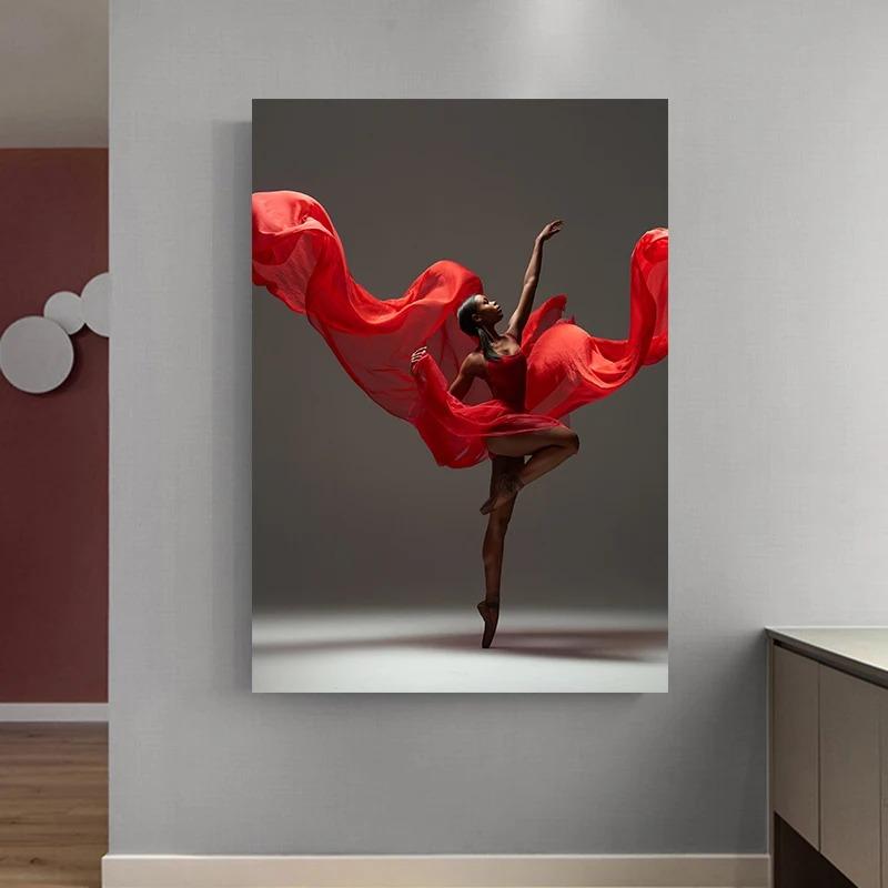 Modern African American Woman Dancer Canvas Painting, Black Ballerina Art Print, Canvas Wall Art Canvas Design, Home Decor