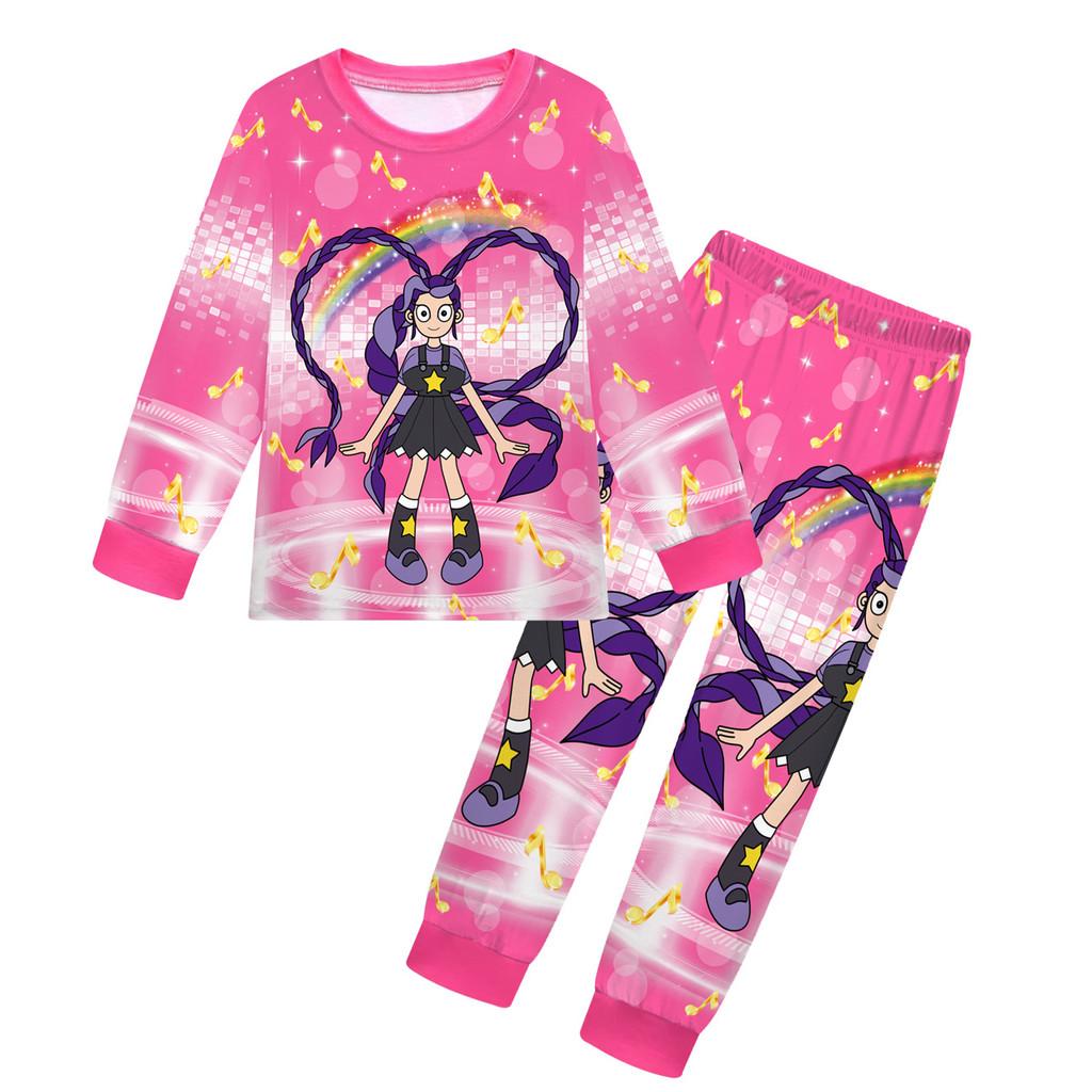 

19768 Kids Girls Lily Lovebraids Printing Long Sleeves Top Pants Pajamas Sleepwear Sleeping Clothes Sets 140cm рожевий червоний колір