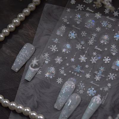 Exquisite Weihnachts-Schneeflocken Kugel Nagelkunst Aufkleber DIY Nagelkunst Dekoration Nagelzubehör Jahr Maniküre Abziehbilder
