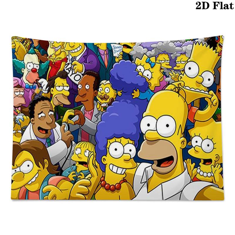 Cartoon The Simpsons Wall Tapestry Aesthetic Wall Hanging Printed Fabric Blanket Decorative Tapestries for Bedroom Living Room Home Decor