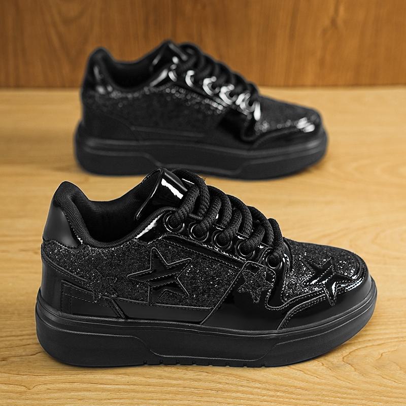 Men Sparkling Shoes Couple Lightweight Sneakers Red Gold Women’s Low Sneakers Casual School Student Plus Size