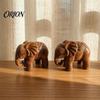 Business Opening Present Elephant Figurine Ornament, Resin Wood Grain Statue, Auspicious Decorative Animal Sculpture for Home Office Living