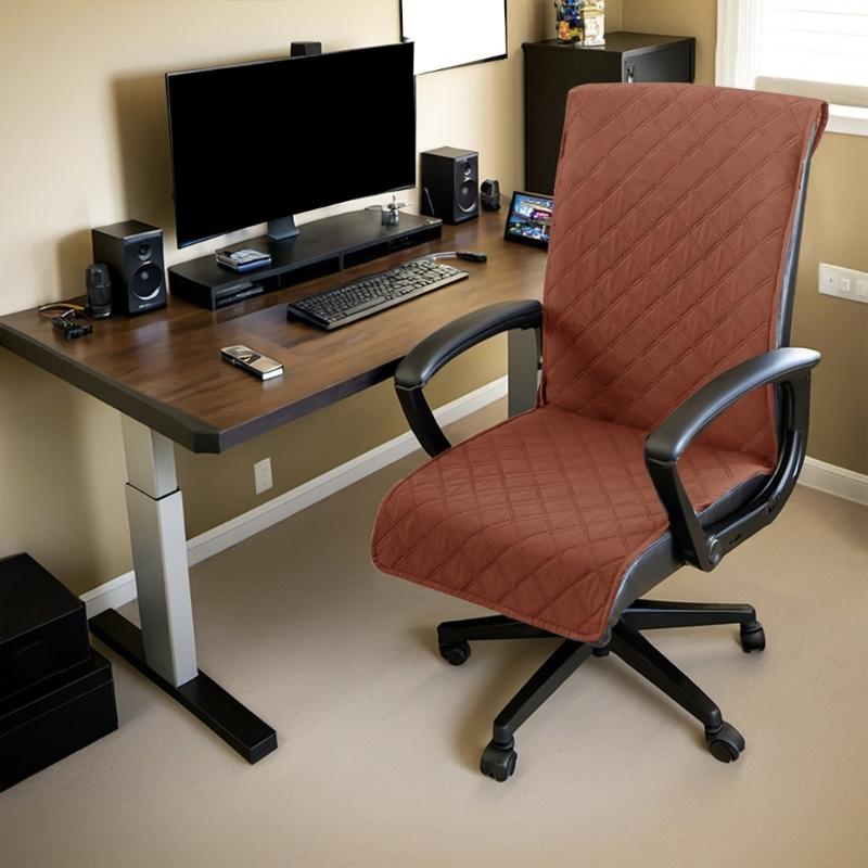 Ergonomic Office Chair Cover Checkered Pattern NonSlip Backing Waterproofs Fabric Sleeve for Comfortable Seating