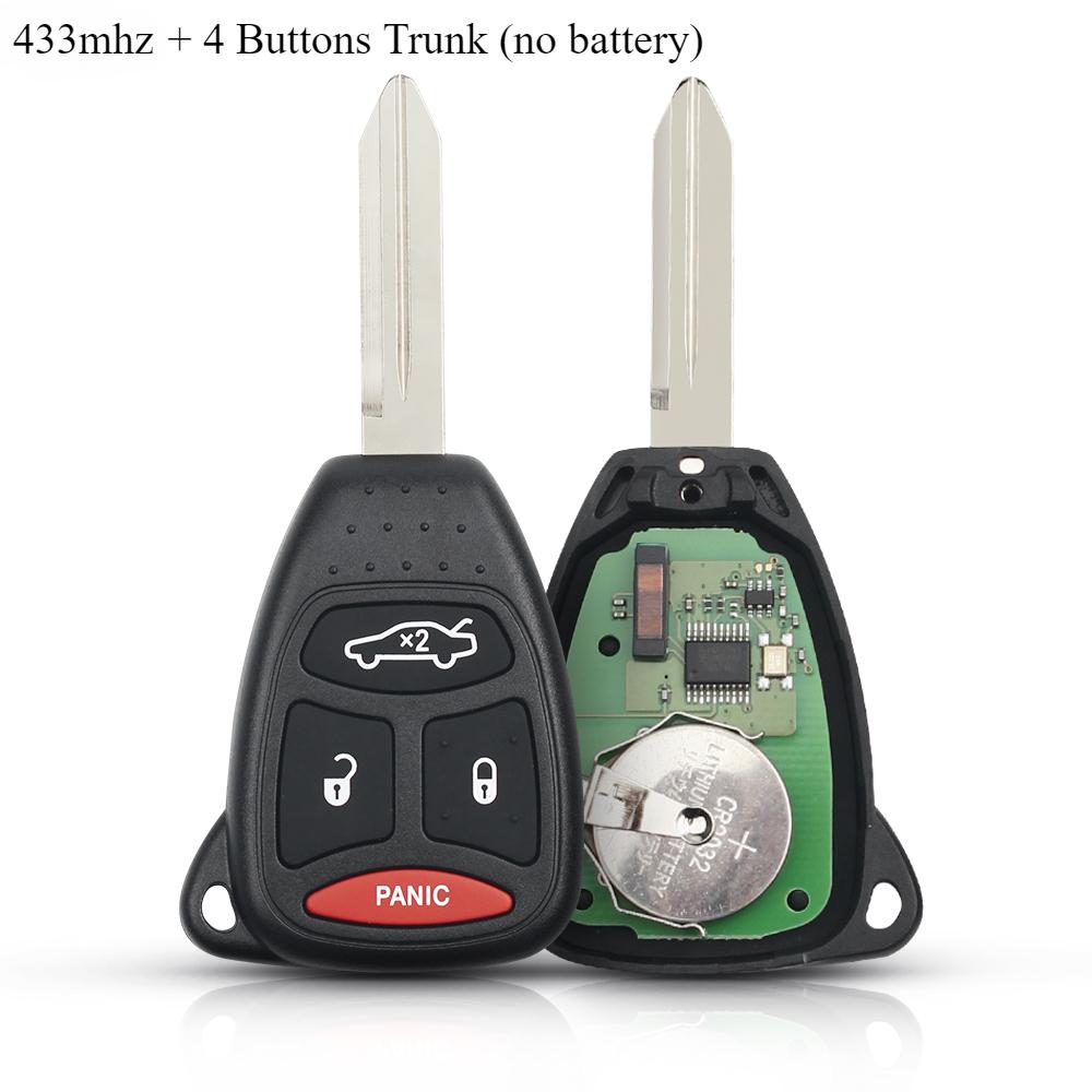 

2/3/4 кнопки дистанционного ключа автомобиля для Dodge Chrysler Jeep Dakota Durango Charger 300 Aspen Grand Cherokee 315/433 МГц KOBDT04A (нет батареи) 433mhz + 4 Buttons Trunk