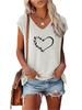 Women Fashion V Neck Printed T-shirt Summer Casual Short Sleeve Top