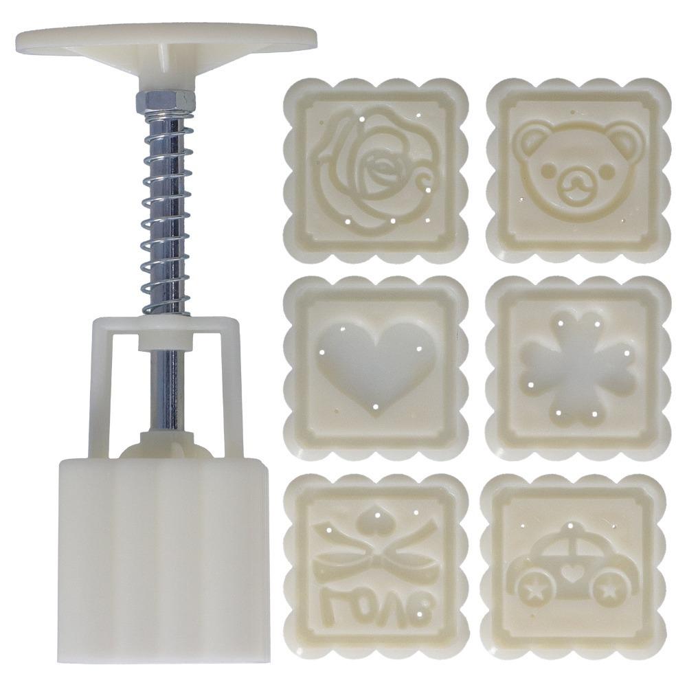 ABS Mooncake Mold HandPressed Cookie Stamp Durable Cake Mold DIY Baking белый