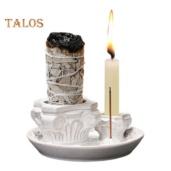 Palo Santo-Stäbchenhalter, Keramik-Kerzenhalter, 4-in-1-Räuchergefäß, Salvia-Halter für Palo Santo-Räucherstäbchen, Meditation, Yoga, Raumdekoration