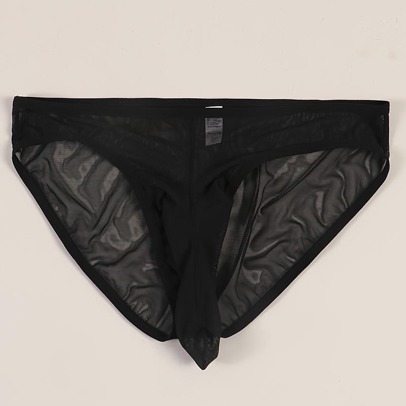 Varsbaby Men's Black Semi-Transparent Sexy Thin Briefs