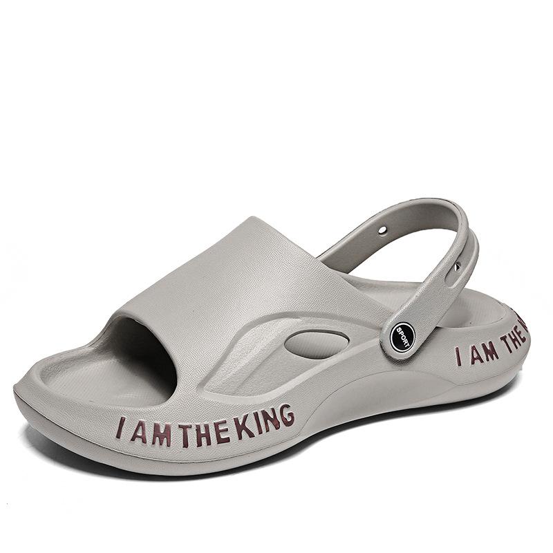 

2025 new coconut fish mouth slippers male couple size 45 deodorant stepping on shit feeling one word cool slippers summer large size 36 серый