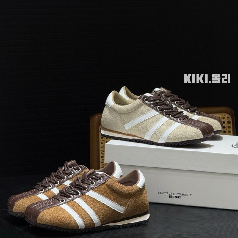 Retro color matching 2025 autumn new German training shoes women's bowling shoes leather lace-up casual shoes sports shoes board shoes
