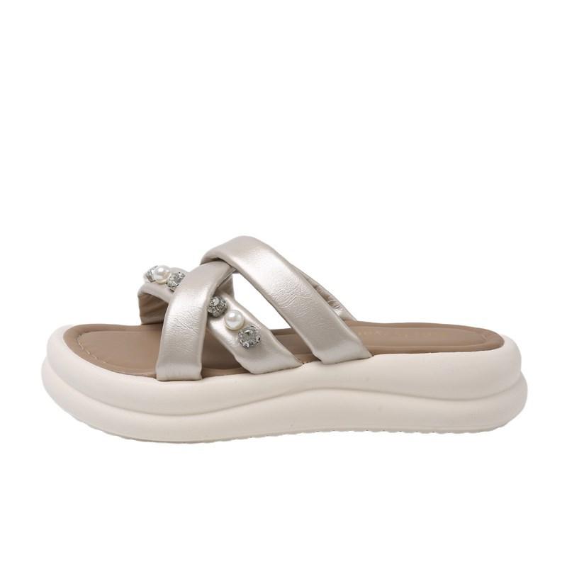 ins wind platform sandals new summer wear versatile height increase one word drag women's beach non-slip cross cool slippers