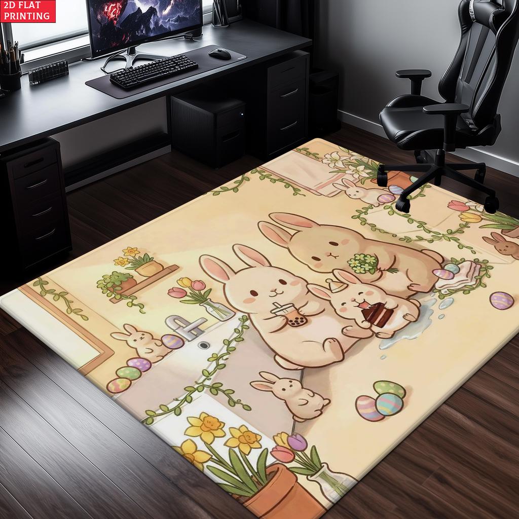 Cute Rabbit Easter Eggs Large Room Carpet Non Slip Cartoon Kids Bedroom Living Room Floor Mat Home Decor Children's Play Carpet