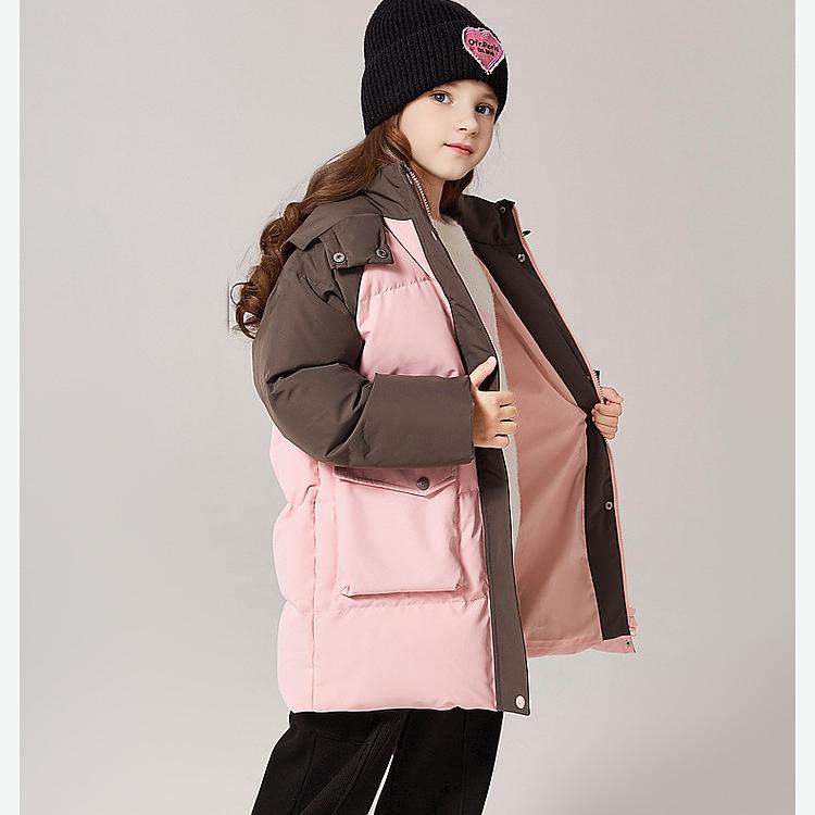 Girls' Winter Workwear Contrasting Down Jacket