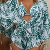 Digital Print Three Piece Drawstring Sexy Bikini Swimsuit Fashion For Summer Vacation