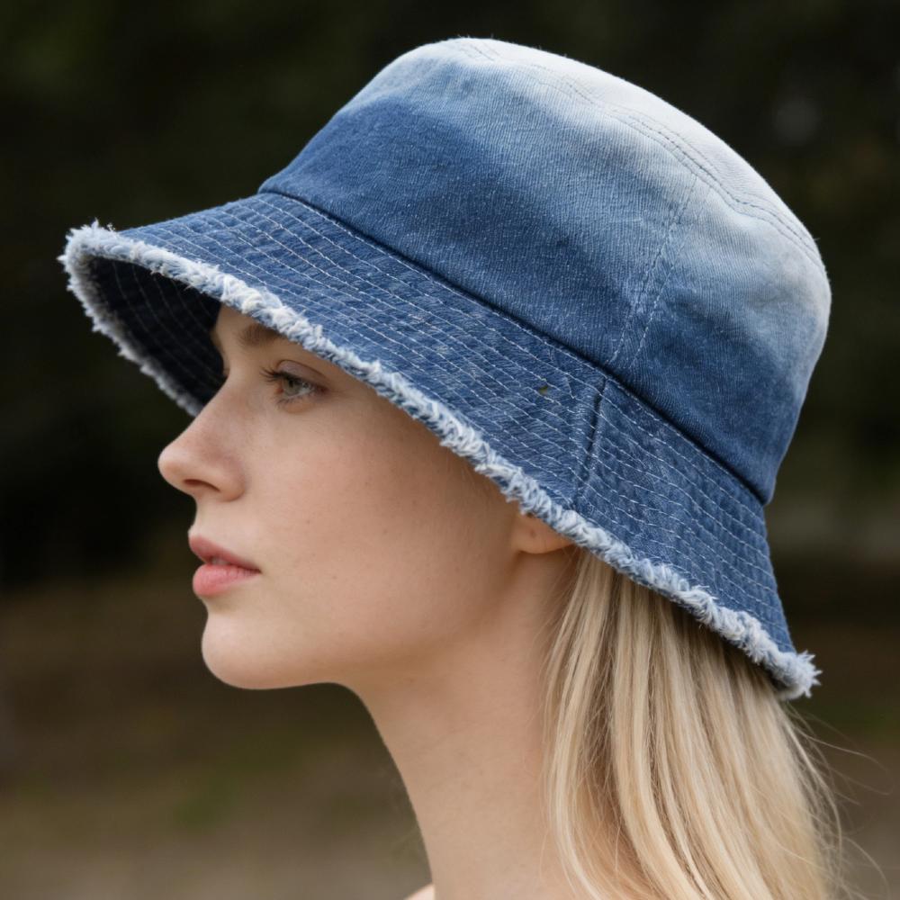 Nuovo Cappello a Secchiello in Denim Casual Unisex con Bordo Sfilacciato Cappelli da Sole in Cotone Lavato Vintage per Uomo Donna Streetwear Cappello Berretto