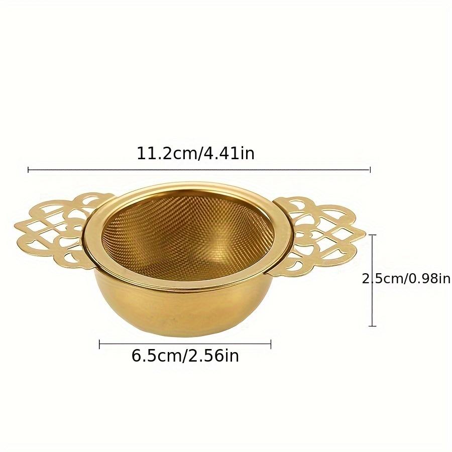 1pc Stainless Steel Tea Filter Gold Household Tea Strainer with Chassis Tea Partition Filter Double Ear Tea Filter