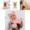 Cute Plush Bear Winter Hat And Scarf Set For Men And Women Soft Cozy Warmth