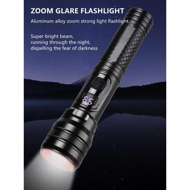 High Power Spotlight Long Range LED Flashlight Built-in 18650 Battery Aluminum Alloy With Tail Magnet For Cycling Camping