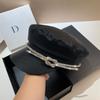 A-class Rhinestone Pipe Navy Hat, European and American Fashion Trend Brand Personalized Black Newsboy Hat Autumn Light Luxury Niche Cap