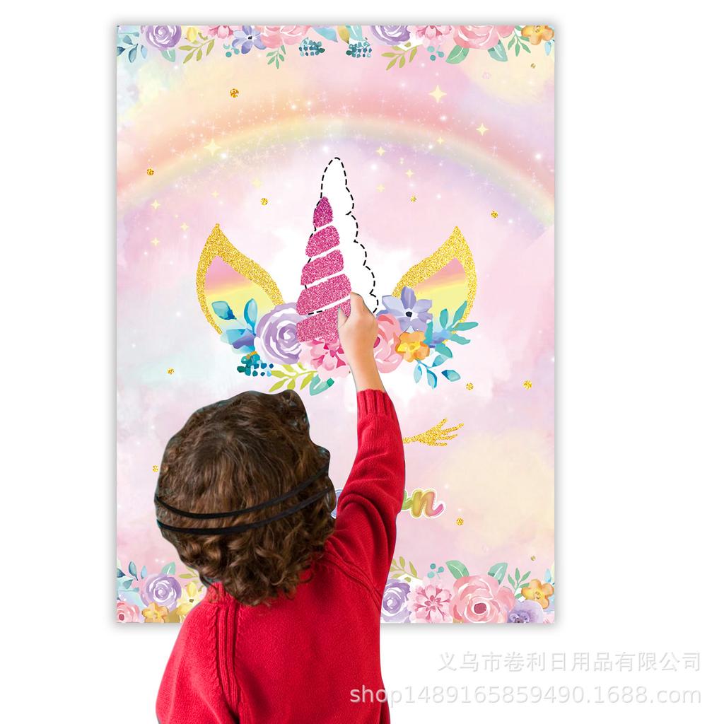 Dinosaur Unicorn Muscle Male Theme Party Supplies Blindfolded Game Poster Fun Game Poster