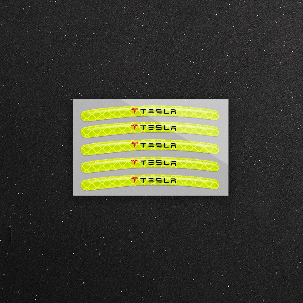 WDYEA1 5/10/20pcs Reflective Car Wheel Rim Stickers Tape Strips Auto Decoration For Tesla Model 3 Y S X Roadster Cybertruck Juguete WYE