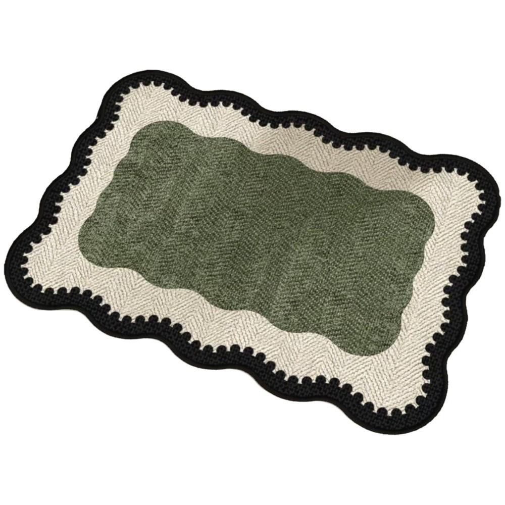 

Vintage Flax Entry Doormat Simple Door Mats Stain-resistant Linen Absorbent Rug Floor Protection 80cm Green B