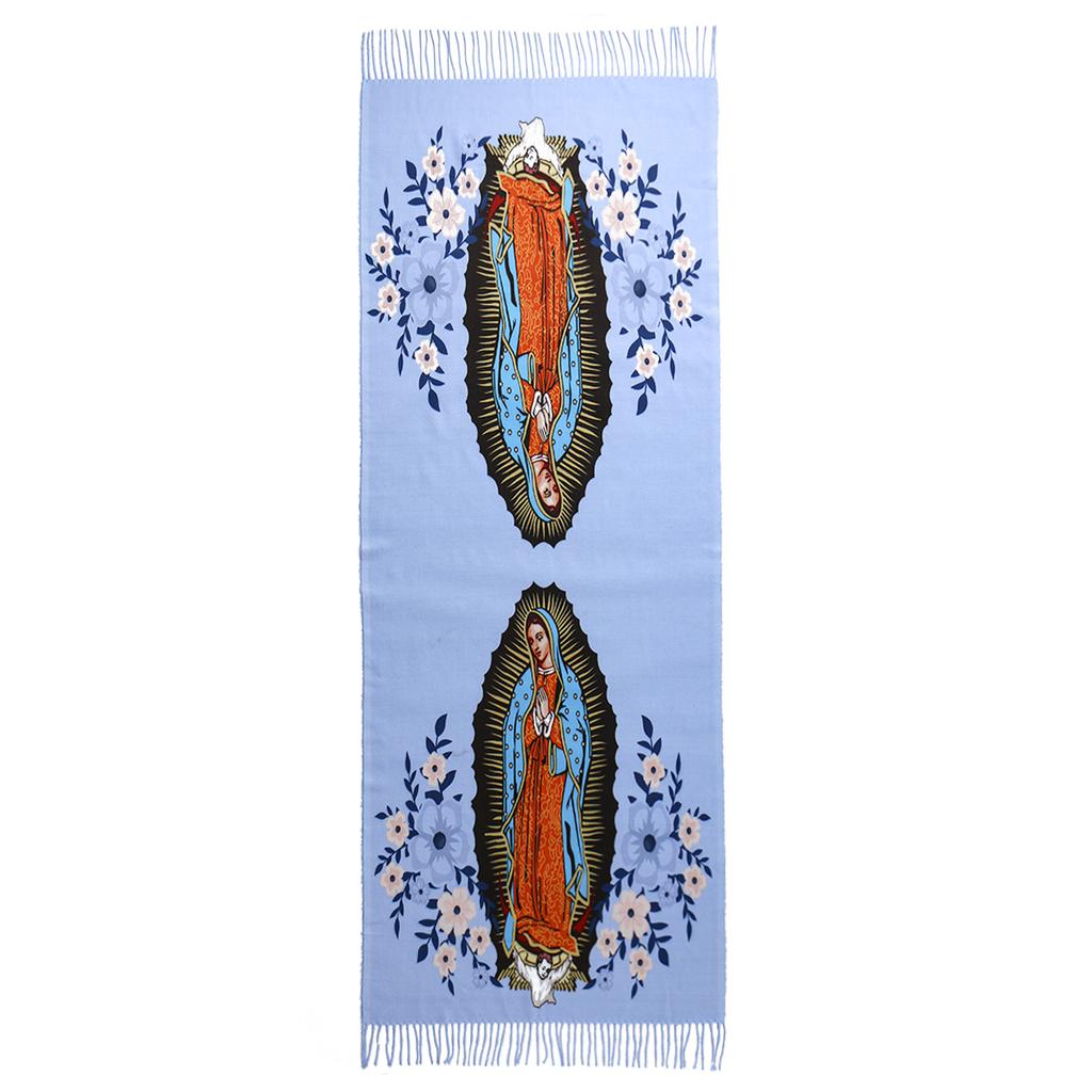 Printed Virgin Mary Of Guadalupe Scarf Men Women Winter Fall Warm Scarves Mexico Catholic Saint Shawl Tassels Wrap