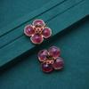 Maillard Red Four-Leaf Clover Medieval Revival Stud Earrings - Christmas Gift