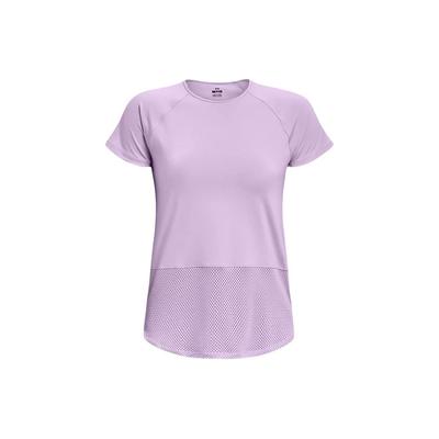 Breathelux Solid Back Cut-Out Training Sports Crew Neck Short Sleeve T-Shirt Women Tops Purple 1370867-566