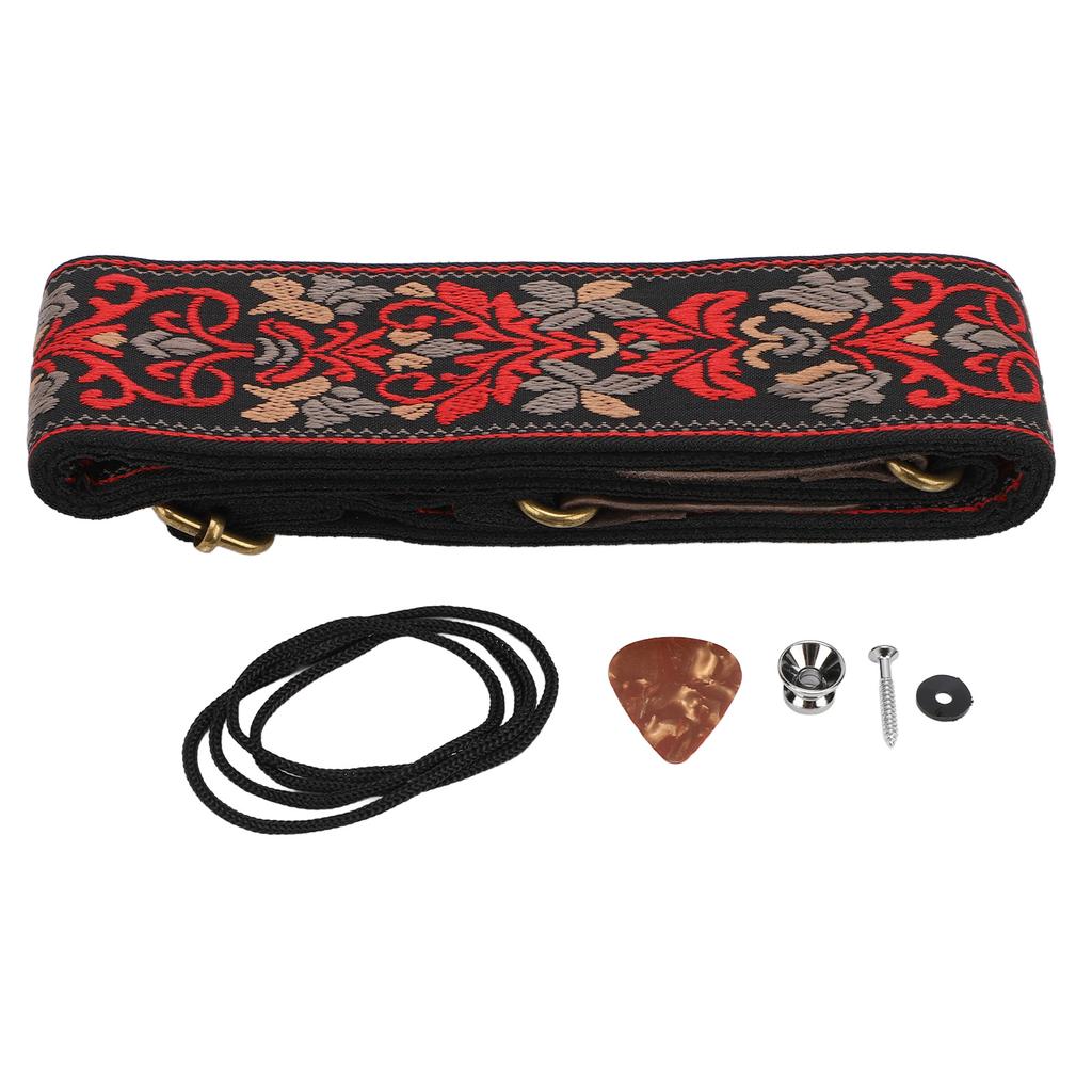 Guitar Strap Thickened and Widened Multifunctional Unique Jacquard Embroidery Guitar Strap Black