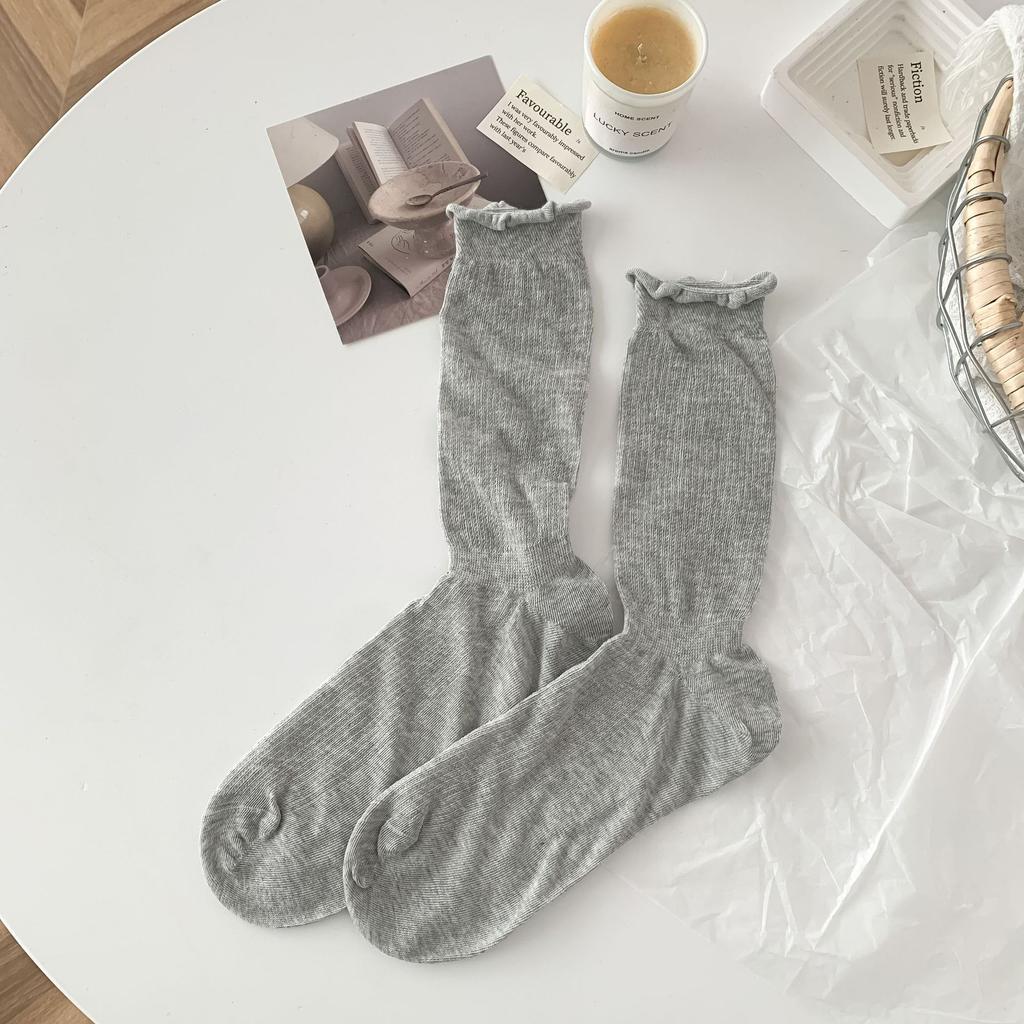 White Socks Socks Summer Thin Breathable Cutout Mesh Ballet Style Long Socks Stacked With Socks
